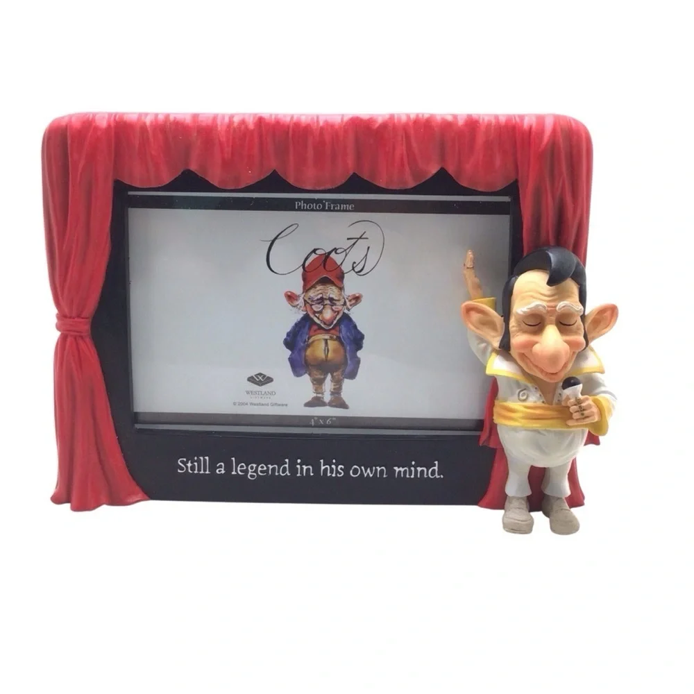 Vtg Coots “King Coot” Elvis Photo Frame Figurine 4x6 Westland Humor Collectible
